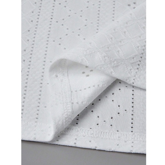 White Eyelet Embroidery Tank Top Regular Fit Casual Boho - Picture 11 of 14